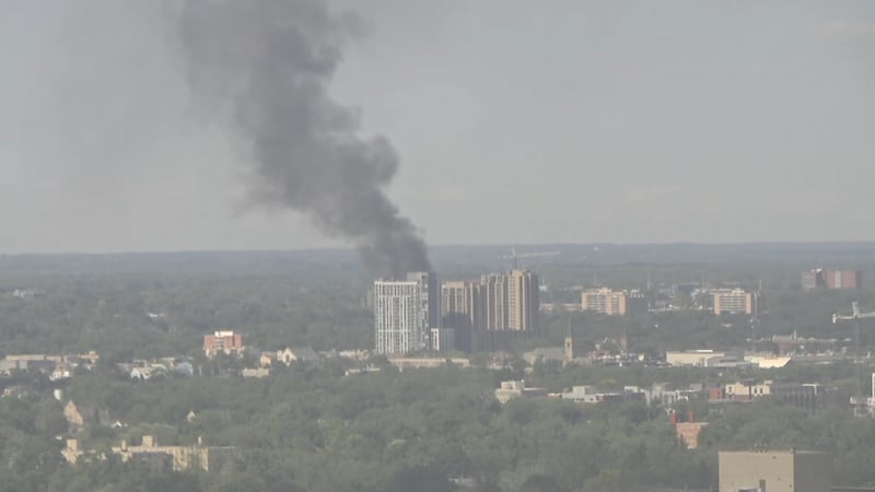 Black smoke billows from London, Ont. rail tie fire