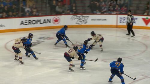 A PWHL Takeover Tour game in Halifax between Montreal Victory and the Toronto Sceptres on Dec. 17, 2025. (CTV Atlantic / Jim Kvammen)