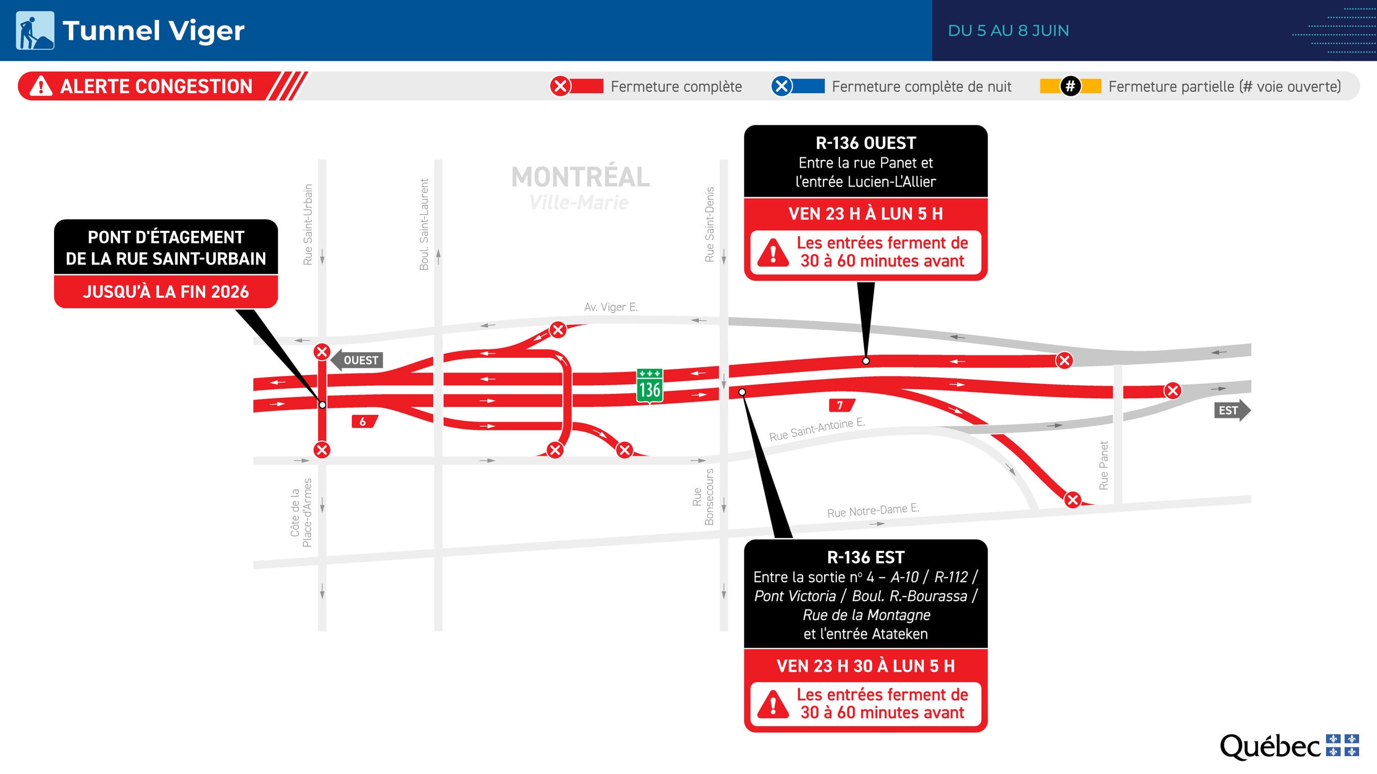 Part of Route 136 in Montreal to close this weekend