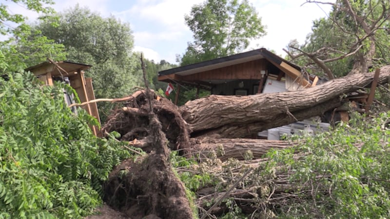 ‘It sure twisted things up’: possible tornado leaves path of destruction at Bayfield trailer park