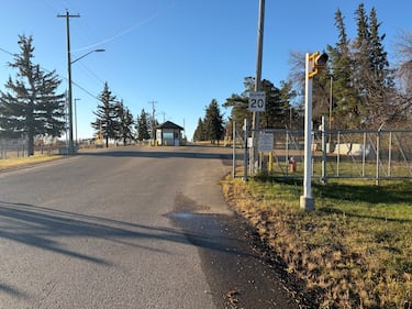 The entrance to CFB Wainwright on Oct. 18, 2026. (Kent Morrison/CTV News Edmonton)
