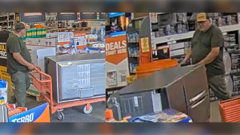 Suspect caught on camera wheeling fridge out of Duncan Home Depot, RCMP say