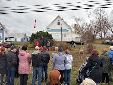 A Remembrance Day ceremony is pictured in St. Peters, P.E.I., on Nov. 11, 2025. (CTV Atlantic / Josh Smith)
