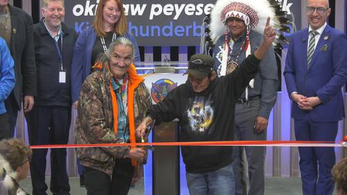 King Thunderbird Centre, or okimaw peyesew kamik by its Cree name, officially opens to replace old Boyle Street Community Services home base on Dec. 15, 2025. (Jeremy Thompson/CTV News Edmonton)