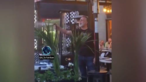 Video shows restaurant owner spraying pro-Palestinian protesters with a hose during confrontation
