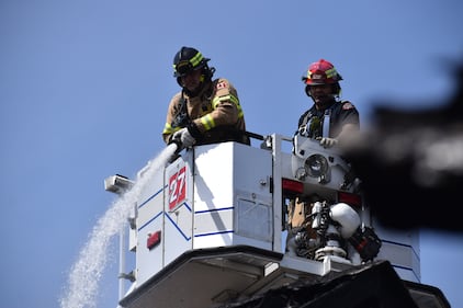 A duplex at 29 Avenue and 15 Street was damaged by fire on May 12, 2026. (Dave Mitchell/CTV News Edmonton)