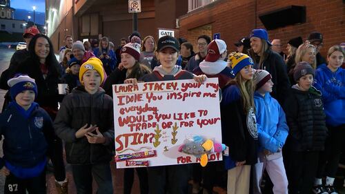 Fans greet players outside the Scotiabank Centre a PWHL Takeover Tour game in Halifax between Montreal Victory and the Toronto Sceptres on Dec. 17, 2025. (CTV Atlantic / Jim Kvammen)