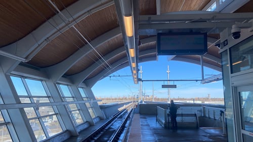 Valley Line Southeast LRT tour, with pictures of Davies Station, in Edmonton, Alta. on March 17, 2026. (Dave Mitchell/CTV News Edmonton)