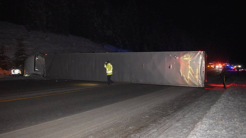 Video shows dramatic B.C. crash that destroyed tractor-trailer, tow truck and Mercedes