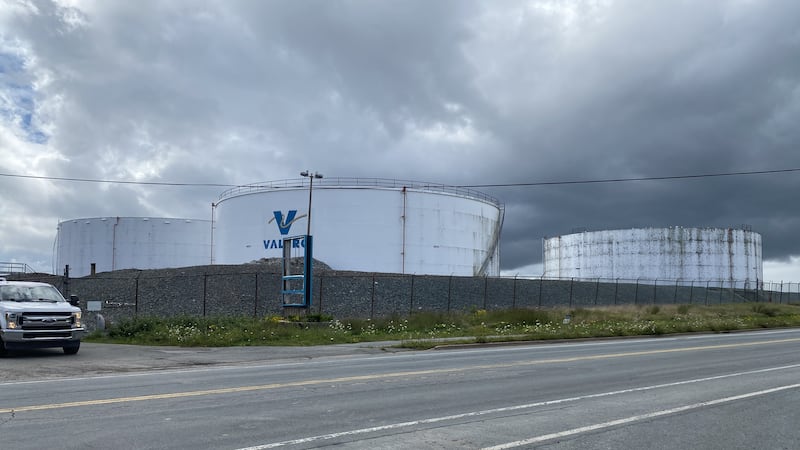 Four large fuel tanks being removed from Eastern Passage, N.S.