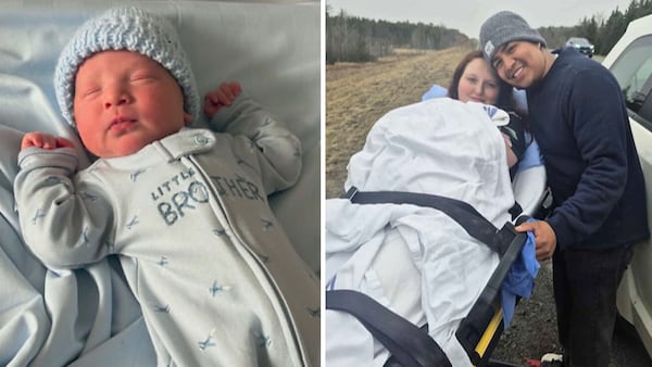 Because their local hospital’s labour services were suspended, this couple had their baby on the Trans-Canada highway