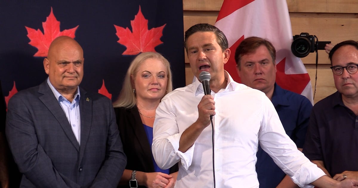 Pierre Poilievre talks trade in Woodstock during southwestern Ontario tour