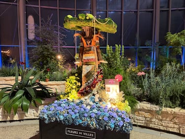 A sculpture in the Fleur de Villes 2026 exhibit is seen at The Leaf at Assiniboine Park in Winnipeg on Jan. 19, 2026. (Ken Gabel/CTV News Winnipeg)