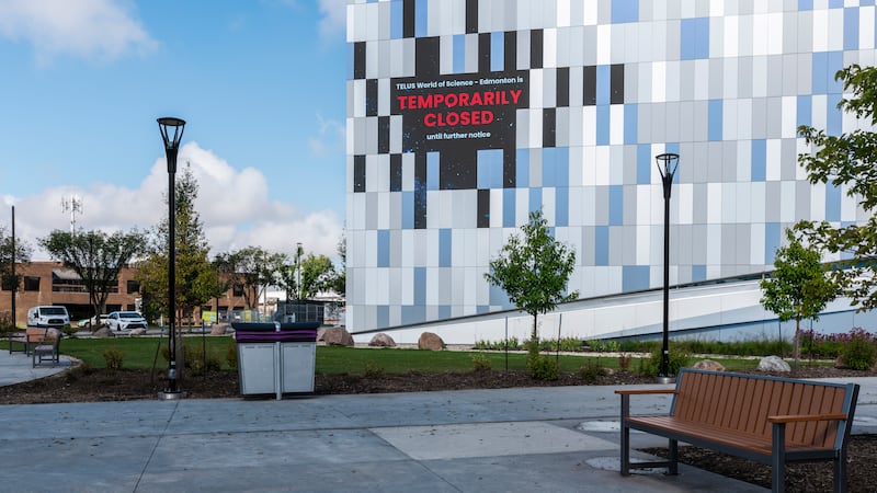 Repair work at Edmonton's Telus World of Science