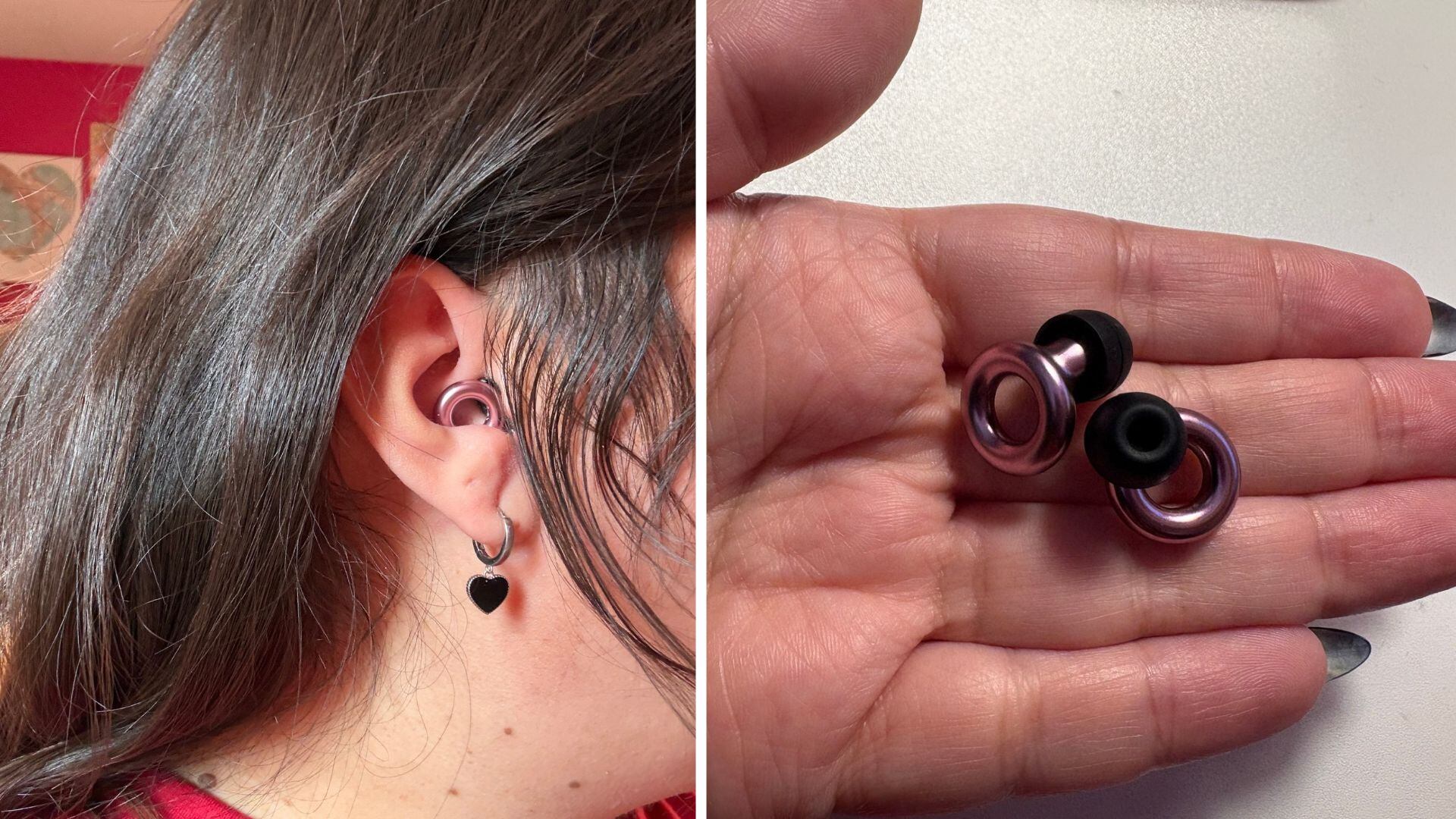 the Loop experience earplugs in Bianca's ear, and the pair of them in her hand