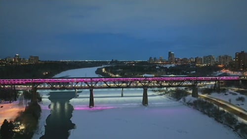 Your Morning Edmonton's CTV Drone flies over downtown on Feb. 25, 2026. (Sean McClune/CTV News Edmonton)