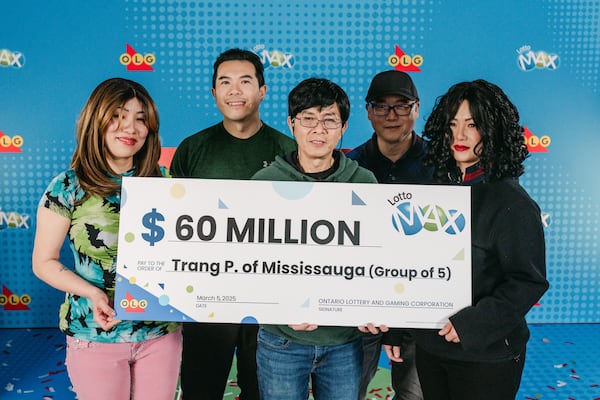 Five co-workers in the Greater Toronto Area win $60-million Lotto Max jackpot