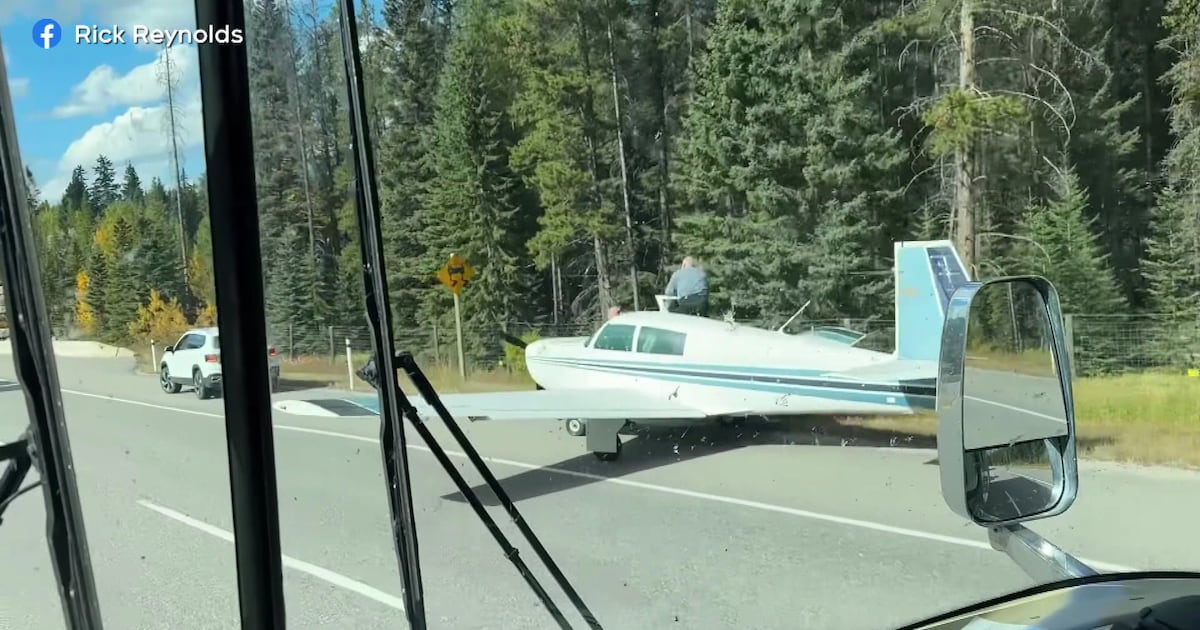 Plane makes emergency landing, repairs on Trans-Canada Highway in Banff National Park - CTV News