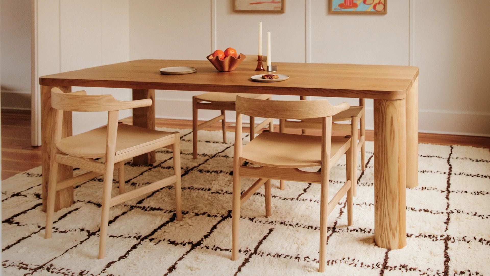 a dining table in a room