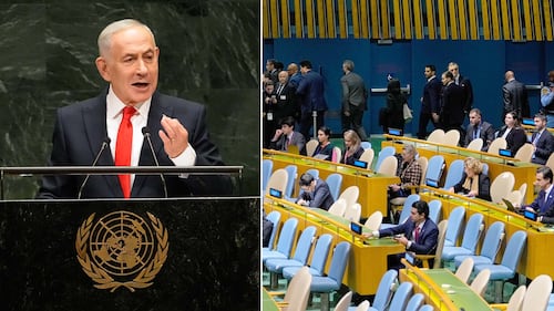 Delegates walk out as Israel’s Netanyahu addresses UN