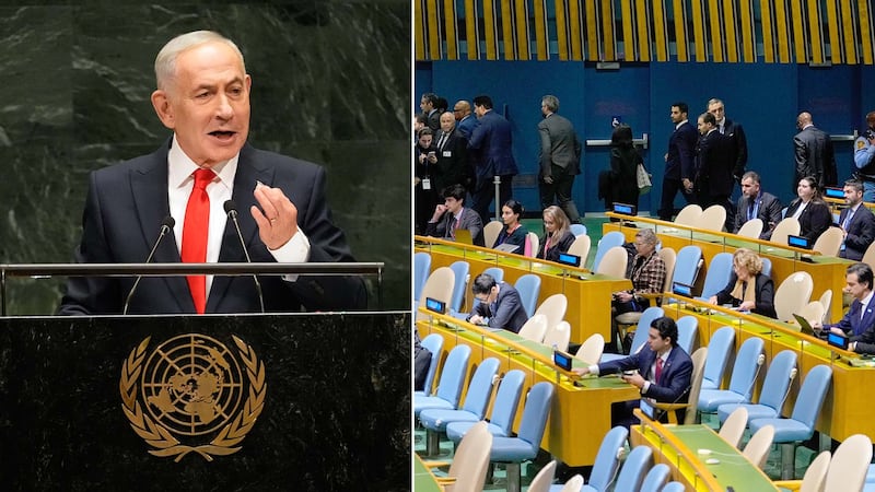 Delegates walk out as Israel’s Netanyahu addresses UN