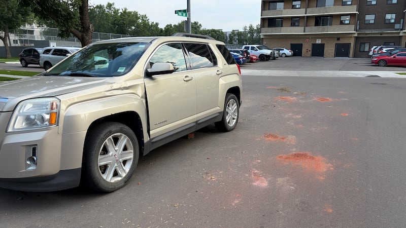 Fallen bricks damage vehicle during Saturday storm in central Edmonton