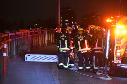 Pattullo Bridge crash Feb. 14, 2025.