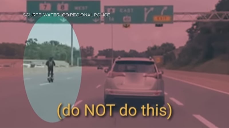 Video of e-scooter rider on expressway