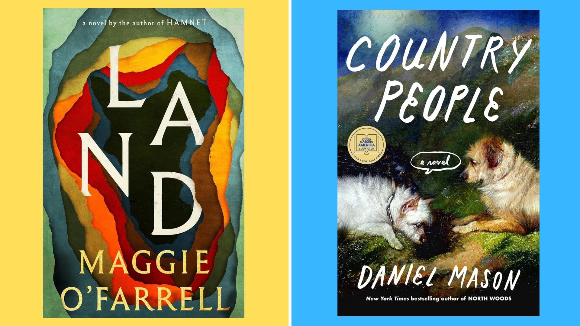two books with bright and colourful backgrounds