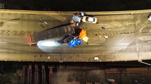 Pattullo Bridge crash Feb. 14, 2025.