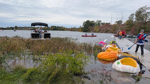 Families went to the Windsor Pumpkin Regatta and Build Your Own Boat Race in Windsor, N.S., on Sunday, Oct. 11, 2026. (Valentine Nkengbeza/CTV Atlantic)