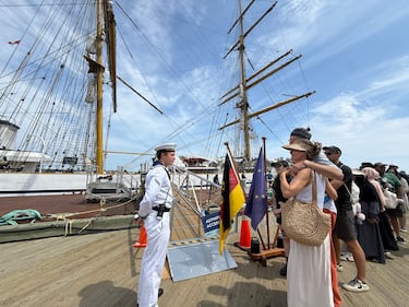People checking out the Gorch Fock in Halifax on August 2, 2026. (Callum Smith/CTV Atlantic)