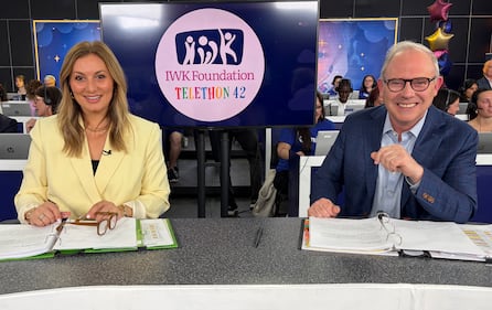 CTV's Maria Panopalis and Todd Battis are pictured at the 42 annual IWK Telethon. (CTV Atlantic / Mike Lamb)