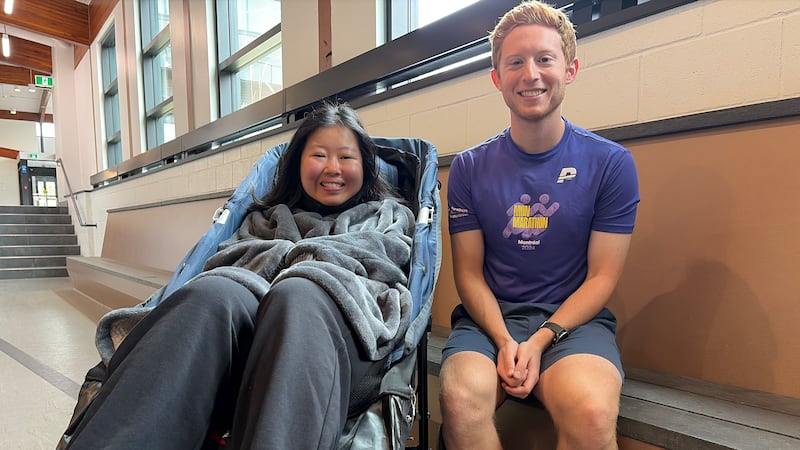 This Quebecer will push his wife as they race together in the Montreal marathon