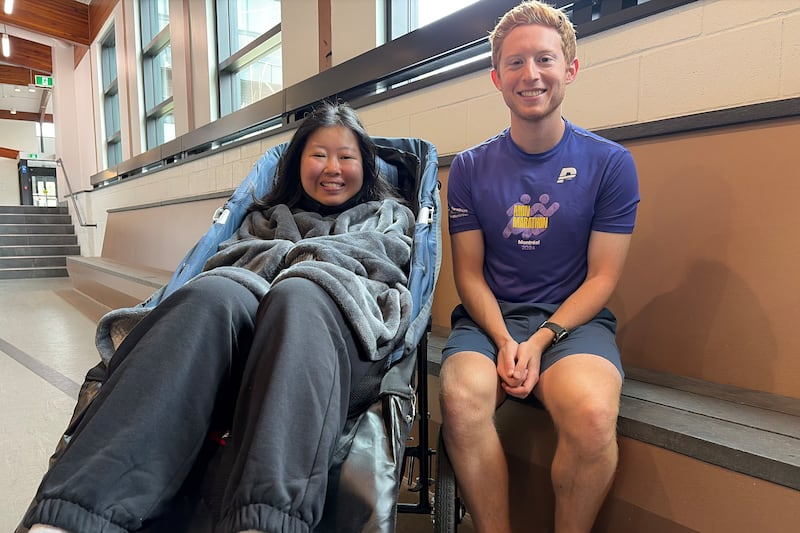This Quebecer will push his wife as they race together in the Montreal marathon