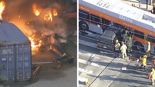 Driver arrested in a bus collision that happened before a deadly news helicopter crash in L.A.