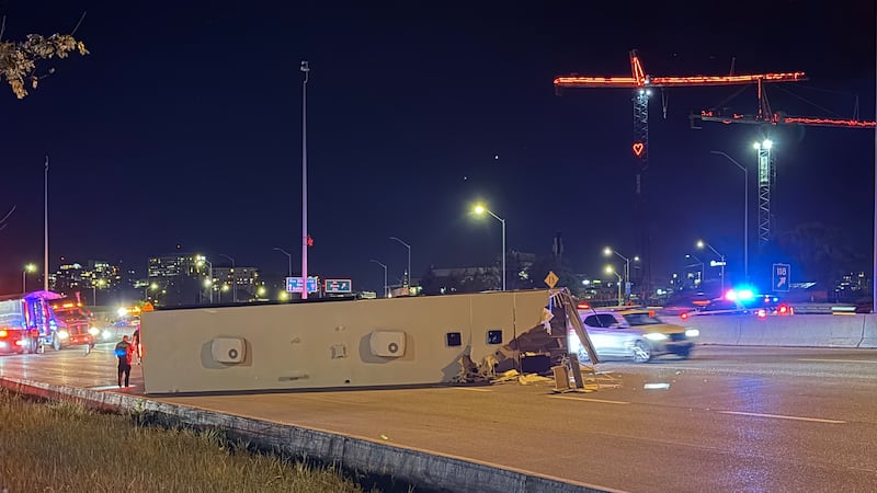 RV trailer flips on its side on eastbound Hwy. 417, fridge ejected from trailer into westbound lanes: OPP