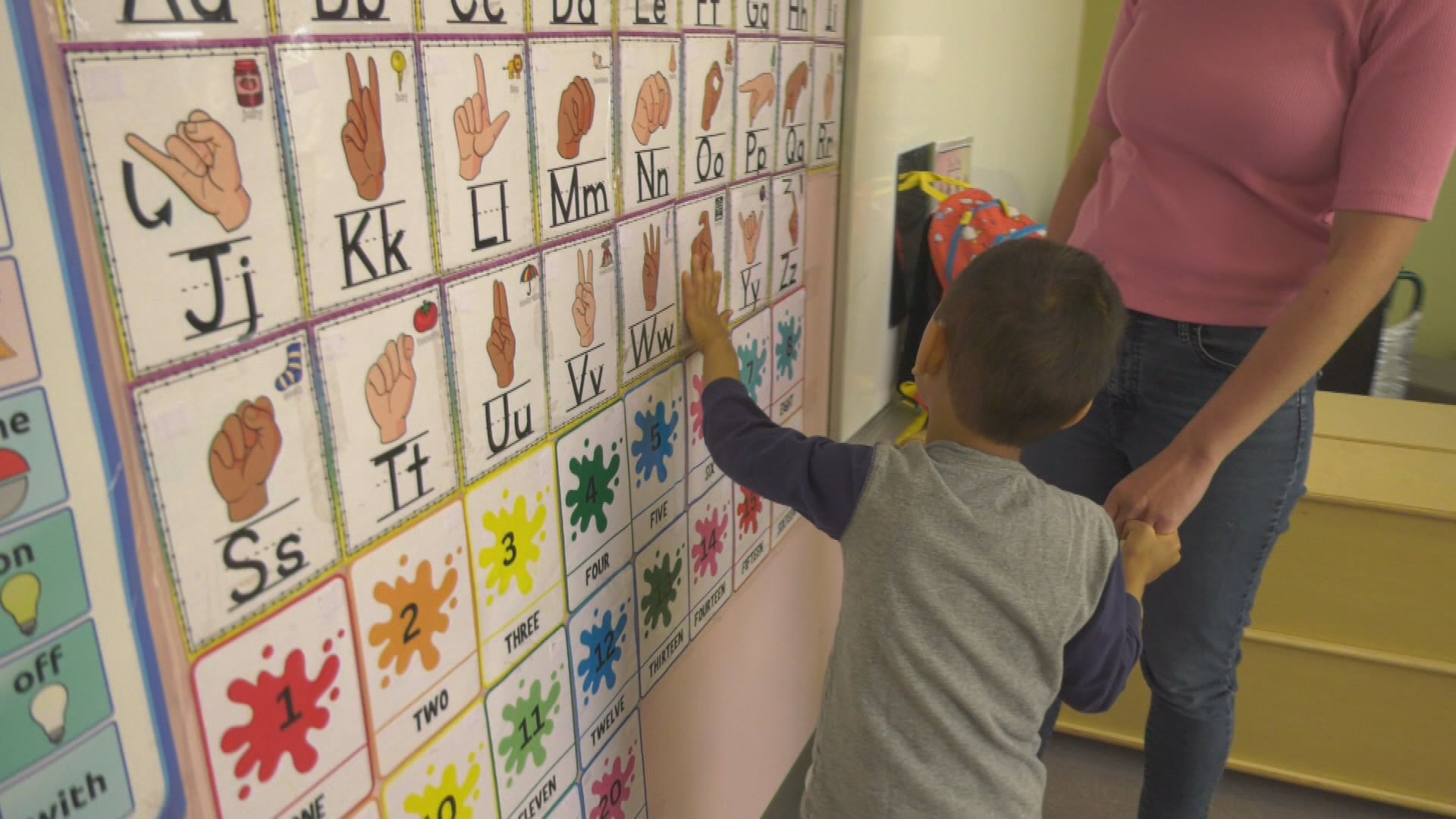 Teaching materials can be seen at the Jim Jiwani Autism Academy in Edmonton on June 5, 2025. The specialty school offers programming for children with autism. (Amanda Anderson/CTV News Edmonton)