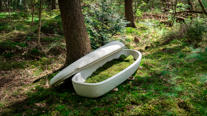 The inventor of this mushroom coffin explains how he’s thinking outside the box of burial options