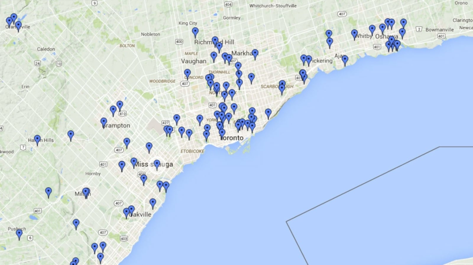 Oplot Aps Google map plots best tobogganing hills in the GTA