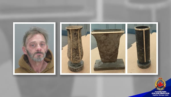 Man arrested after thefts at Hamilton cemetery