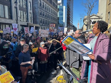Thousands gather outside Nova Scotia Province House protesting proposed cuts to the arts, culture and tourism sectors. (CTV/Jesse Thomas)