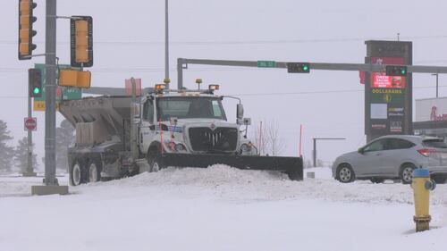 A city of Edmonton snow plow clears snow on Feb. 17, 2026. (Miriam Valdes-Carletti / CTV News Edmonton)