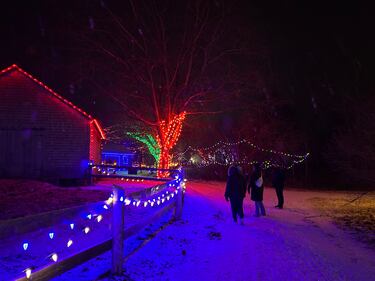 Christmas Village Aglow at the Kings Landing Historical Settlement in Prince William, N.B. on Nov. 30, 2025. (Nick Moore/CTV Atlantic)