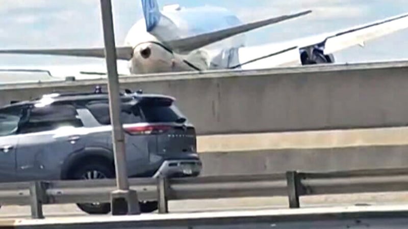 Plane clips light pole and truck on New Jersey Turnpike while landing