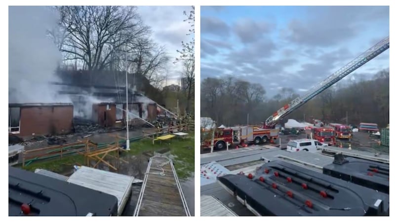 Three-alarm fire breaks out at Toronto Humber Yacht Club