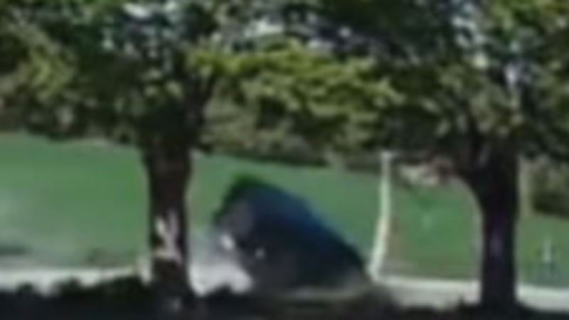 Video captures vehicle slamming into pole to avoid collision