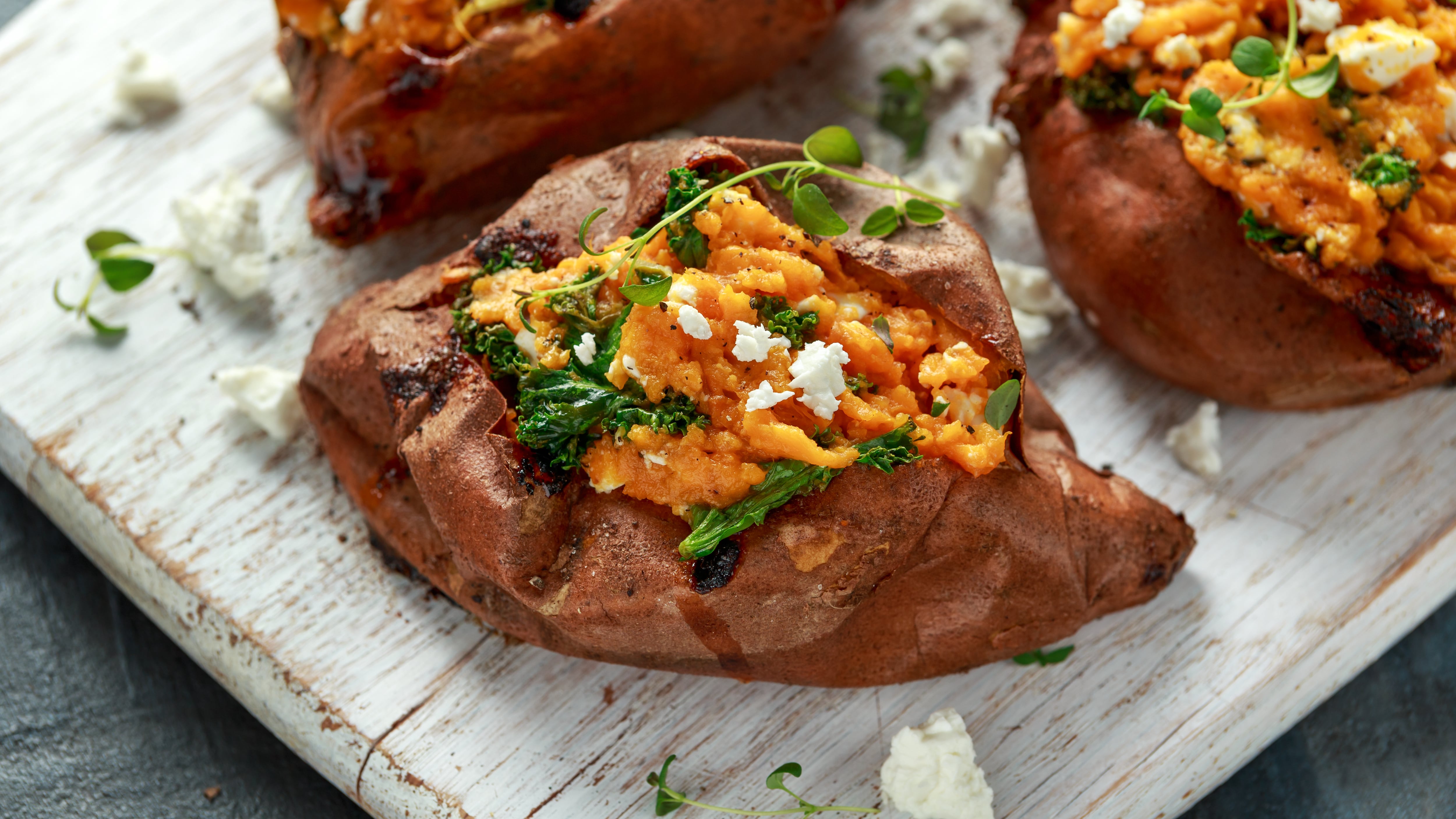 Spiced Coconut Curry Lentils Stuffed Sweet Potatoes