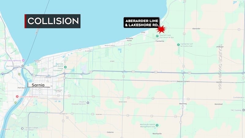 Road closures in Plympton-Wyoming due to collision