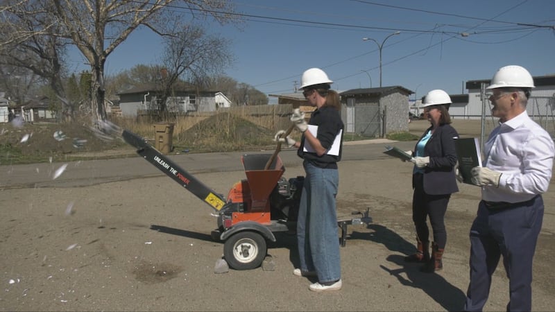 Sask. NDP sends latest provincial budget through wood chipper